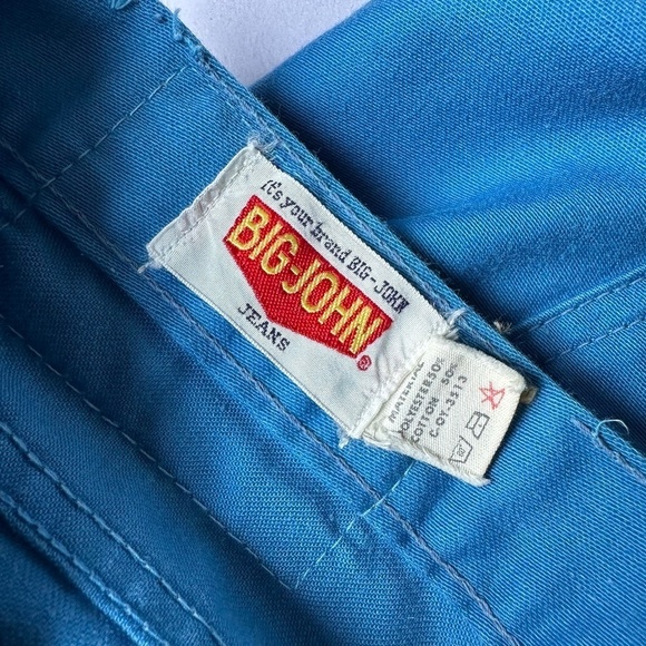 Big John Japanese Flare Leg Button Fly Jeans Bright Blue Size 31 Vintage 70s - Picture 4 of 11